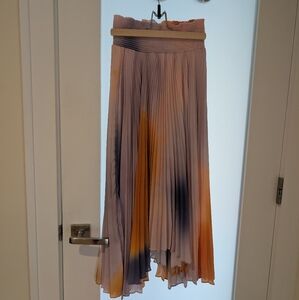A.L.C. Asymmetrical Pleated Skirt in Ombre Orange and Purple